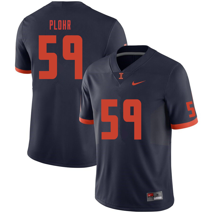 Men #59 Josh Plohr Illinois Fighting Illini College Football Jerseys Sale-Navy